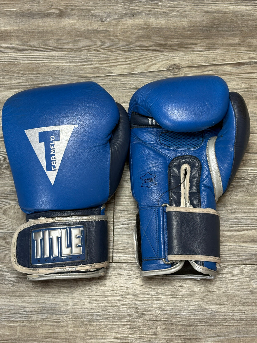 Used - TITLE Boxing Carmelo Leather Gloves - Blue (14oz)