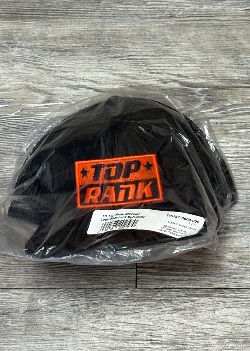 New - Top Rank Stacked Logo Snapback - Black/Orange