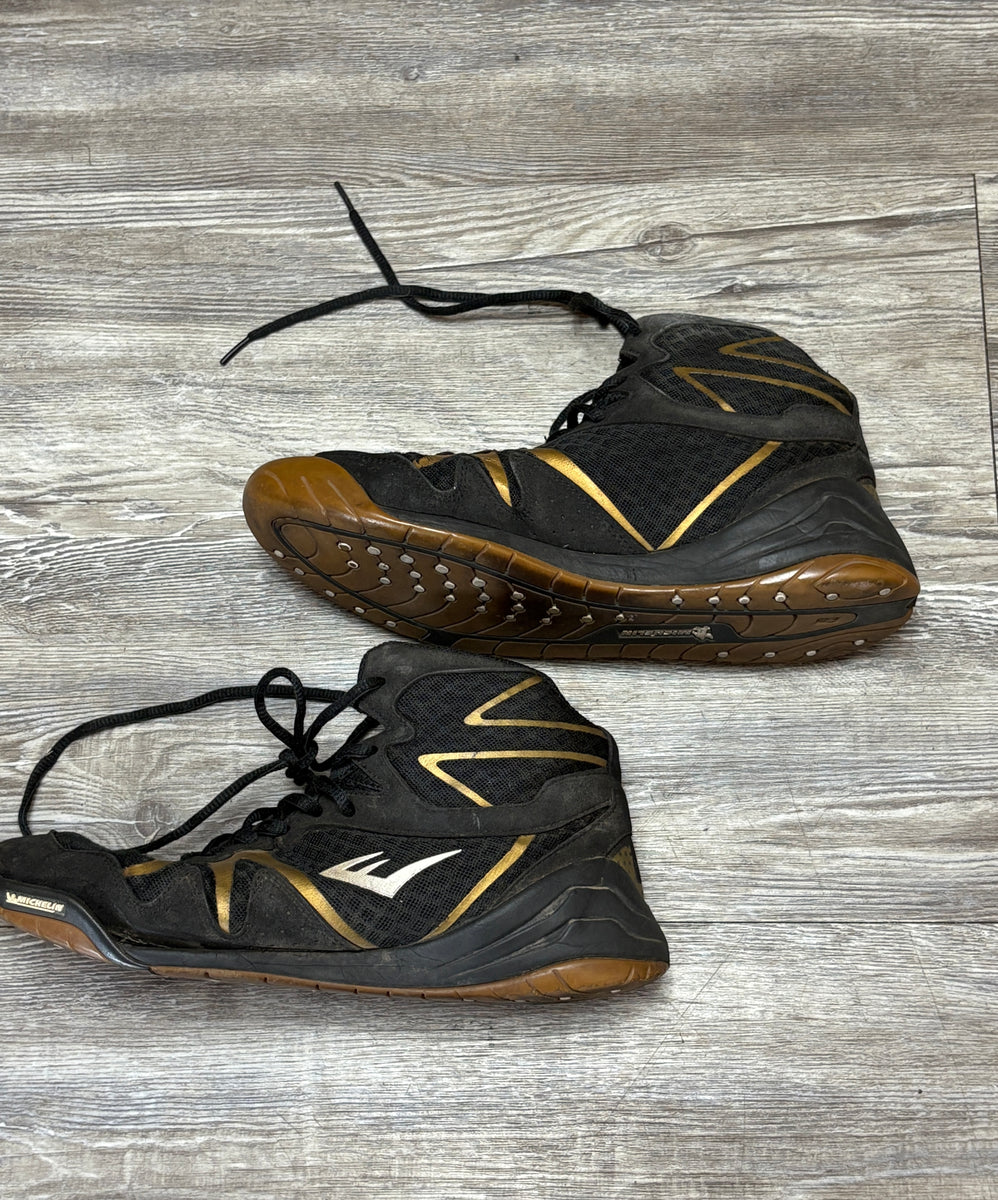 Used - Everlast Elite 2 Boxing Shoes - Black/Gold (US 9) - Fair Condition